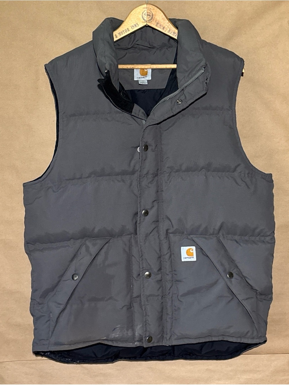 Carhartt Insulated Kalkaska Down Puffer Vest Jacket Mens Medium Gray Quilted